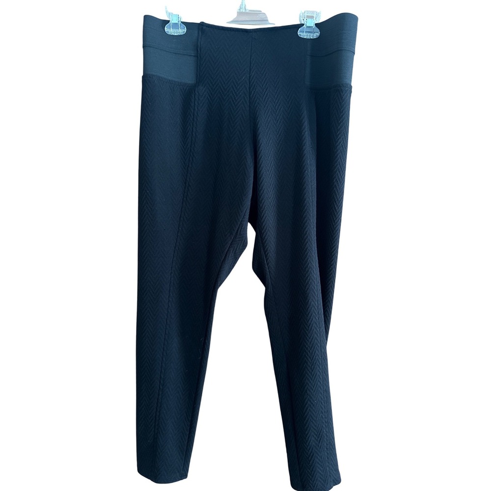 JOE B by JOE BENASSET Black Herringbone‎ Textured Ponte Pants Size 2X